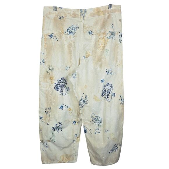 PILCRO By Anthropologie High Rise Painter Button Fly Paisley Womens Pants 31 - Picture 2 of 7